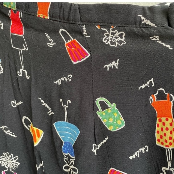 F L MALIK VINTAGE MAXI SKIRT BLACK BACK SLIT ZIPPER FASHION THEME BLUE GREEN - Picture 7 of 12